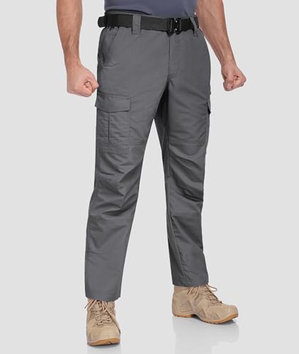 Zoofly Cargo Hose Für Männer Stretch Multi Taschen Arbeitshosen Mann Elastisch Funktionshose Herren Leichte Dunkelgrau 32Wx32L