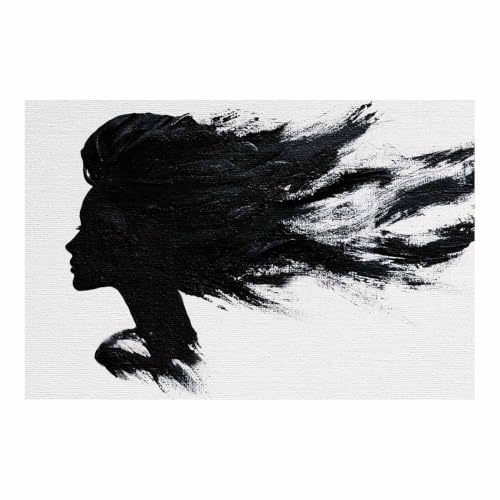 Toile silhouette femme noire decoration murale affiche salon chambre maison 80x120