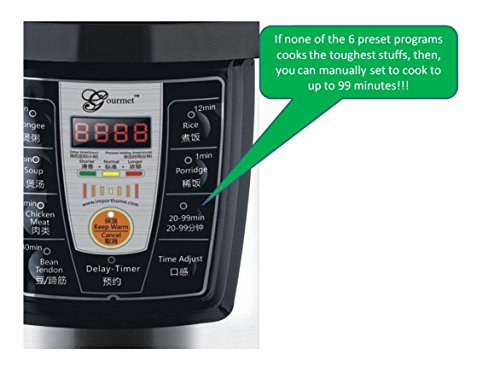 Asian -Style Gourmet Automatic Electric Pressure Cooker with Stainless Steel Inner Pot. Model BT900XL5 - Bouns Free Pressure Ring