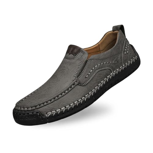 Men's Leather Slip On Loafers Breathable Comfortable Driving Shoes Fashion Casual Footwear Lightweight Walking - Main Image