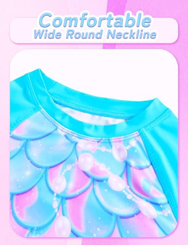 Girls Swimsuit Two Piece Rash Guard Sets Long Sleeve UPF 50+ Bathing Suit Size 3-12 Years4