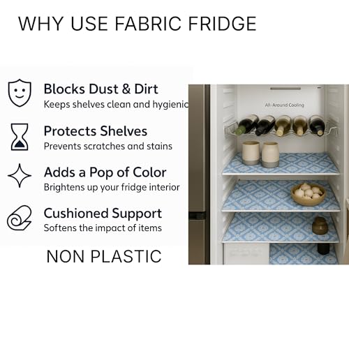 Image of Side-by-Side Door Fridge Shelf Liners Set: Mats for Refrigerator and Freezer Sections -Machine Washable Liners for Glass Shelves, Drawers, Trays Refrigerator Accessories, Pack of 22(Frosted Florals)