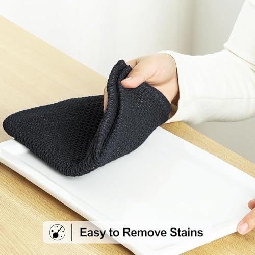 Image of Cotton Kitchen Dish Cloths, 6 Pack Super Absorbent and Lint Free Waffle Weave Dish Towels, Fast Drying Dish Rags for Washing Dishes, 13.4 X 13.4 Inch, (Black, Pack of 6)