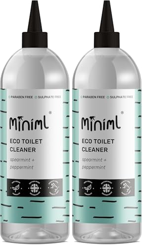 Image of Miniml Eco Toilet Cleaner Spearmint & Peppermint 1L - All Natural Limescale Remover, Descaler and Heavy Duty Refill Rim & Bowl Cleaning Liquid Antibacterial Bleach - 100% Vegan & Cruelty Free