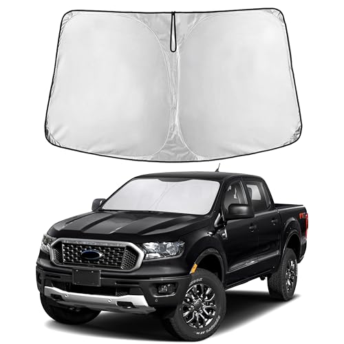 Image of EcoNour Windshield Sun Shade Compatible for Ford Ranger (2019-2024) | Front Window Shade for Midsize Pickup Truck | 4-Layer, 240T Sunshade Accessories | UV & Heat Reflector for Ranger Windshield