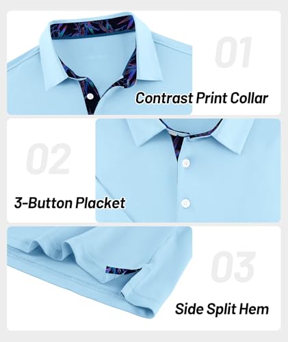 Image of ZITY Golf Shirts for Men Short Sleeve Moisture Wicking Solid Performance Designed Print Collared Casual Polo Shirt