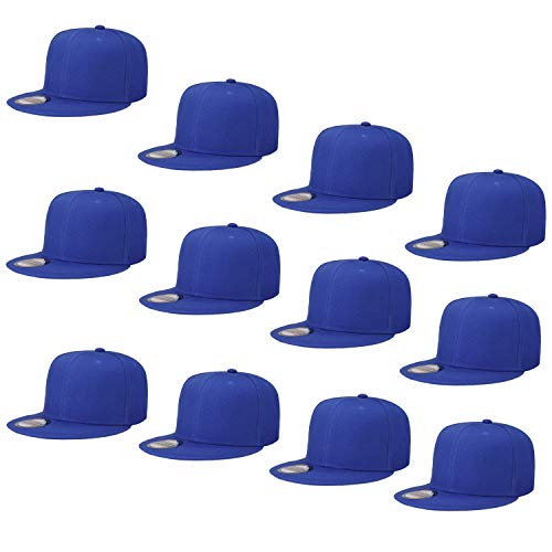 Image of Falari Wholesale 12 Pack Snapback Hat Cap Hip Hop Style Flat Bill Blank Solid Color Adjustable Size