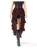 Spooktacular Creations Women Steampunk Mullet Skirt Costume, Brown Renaissance Medieval Pirate High Low Show Tutu Dress Gothic Skirt for Halloween Cosplay Parties-M