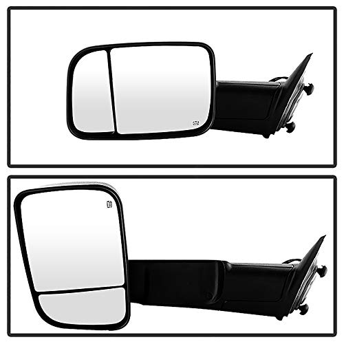 VIPMOTOZ Heated Power Remote Driver Side Left View LED Turn Signal w/Puddle Light Exterior Towing Mirror & Glass Replacement For 2009-2012 Dodge RAM 1500 2500 3500 Pickup Truck