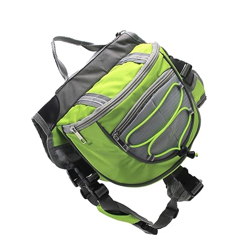 SUPVOX Large Dog Pet Backpack Adjustable Outdoor Rucksack for Hiking Travel Breathable Saddlebag for Large Dogs Durable Oxford Material Green