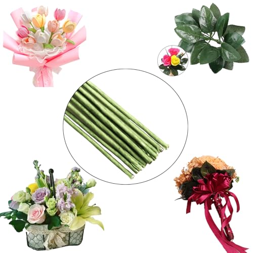 50package floral stems wire for paper flower 16 gauge green floral paper wrapped wire 16 inch artificial crafts wire wreath making supplies for wedding diy