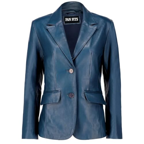 Classic 2-Button Lambskin Leather Blazer Women - Casual Long Sleeves Coat Style Real Blazer Jacket for Women