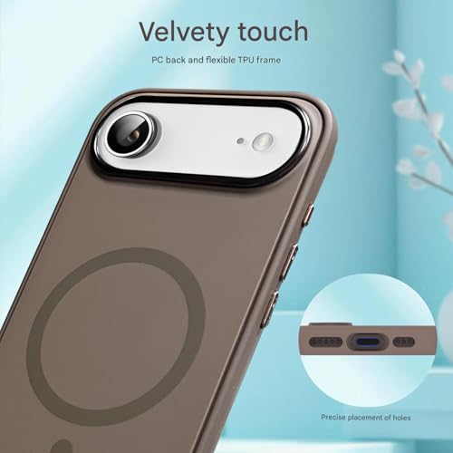 Image of VONZEE Compatible with iPhone 17 Air Case (6.6 Inch), MagSafe Compatible Magnetic Matte Back Cover, Military Grade Shockproof Protective Case, Anti-Fingerprint, Wireless Charging Support, Brown