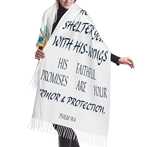 He Will Cover You With His Feathers Shawls And Wraps Scripture Bible Verse Floral Scarves Religious Inspirational Psalm 913