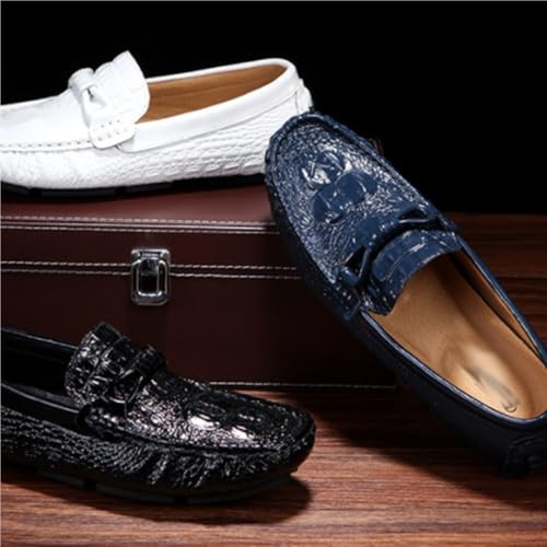 Mens Loafers Shoe Round Toe Crocodile Print Driving Style Anti-Slip Slip Resistant Flat Heel Prom Slip-on2