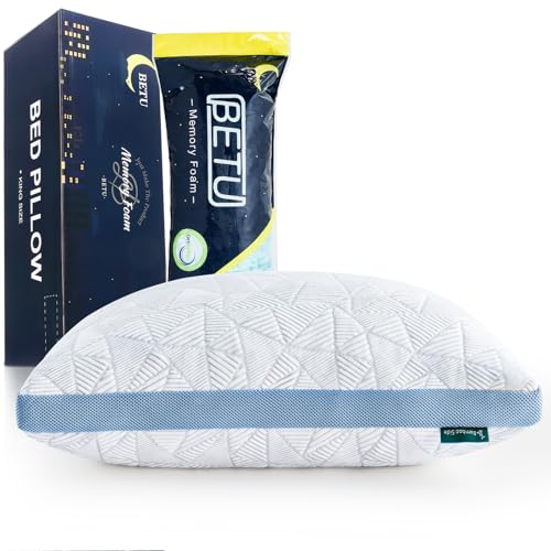 Image of BETU Cooling Pillow King Size for Hot Sleepers, Adjustable Bed Pillows, Side Sleeper Pillow for Back Pain, Neck, Blue