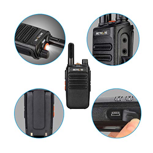 Retevis RB635 Walkie Talkie Mini, PMR446 Licenza-Libero, Portatile Walkie Talkie con Torcia Elettrica, VOX, Professionali Ricetrasmittenti per Famiglia, Campeggio(Nero, 2 Pezzi) - Image 7