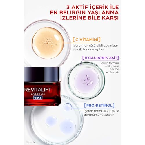 L'Oreal Paris Revitalift Lazer Yoğun Yaşlanma Karşıtı Gece Bakım Kremi (50 ml)