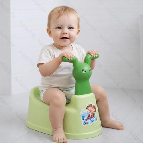 Image of Nabhya Potty Toilet Trainer Seat /Chair with Lid and High Back Support for Toddler Boys Girls (Age 7 Months to 3 Years) (Green)