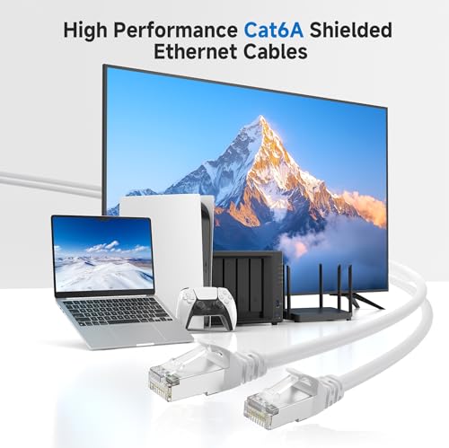 Image of Cable Matters 10Gbps 5-Pack Snagless Shielded Cat 6A Ethernet Cable - 7ft, Cat 6A Cable, Cat6A Cord, Ethernet Cord, White
