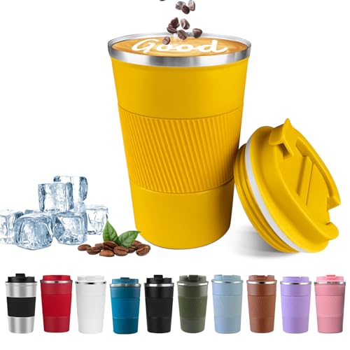 Image of Insulated Travel Coffee Mug, Stainless Steel Coffee Cup with Leakproof Lid