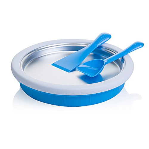 Rely2016 Household Non-electronic Quick Ice Cream Maker Machine for Milk Yogurt Fruit Ice Cream Maker Plate Pan, Alloy Aluminum Plate Blue Color