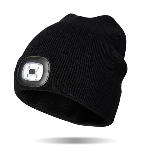Image of Classic Rechargeable LED Warm Knit Beanie Head Light Hat Headlamp for Outdoor Activities