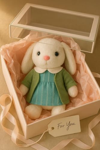 Image of SCOOBA White Baby Rabbit with Random Dress Soft Toy 33cm Height for Your Loved Ones (White Rabbit with Random Color Dress)