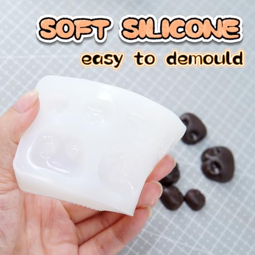 Image of Nuvretk 7 Cute Silicone Molds for Needle Felting - Dog Nose Shapes for Stuffed Animals, DIY Crafts, and Accessories (Square)
