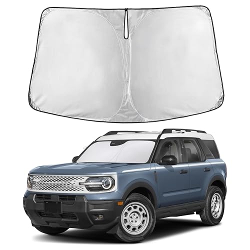 Image of Autovir Windshield Sun Shade Fit for 2021-2024 2025 2026 Ford Bronco Sport Sunshade, Front Car Window Shades Sun Visor, Blocks UV Rays & Heat, Car Accessories