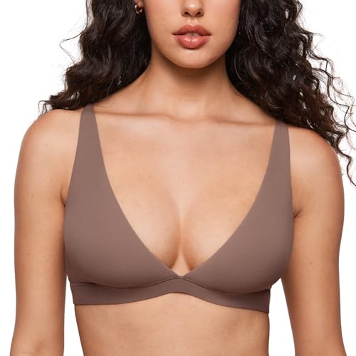 Image of INLYRIC Women's Inbarely Soft Plunge Bralette - Deep V Unlined Triangle No Padding No Underwire Sexy Comfort Sleep Bra