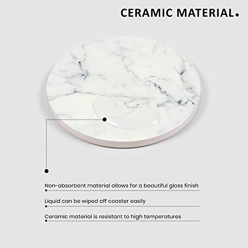 Naivasha Homeware Marble Coasters Set of 6, Stunning Decorative Coasters in GLOSS Finish, Elegant Stone with Cork Bottom - Image 3