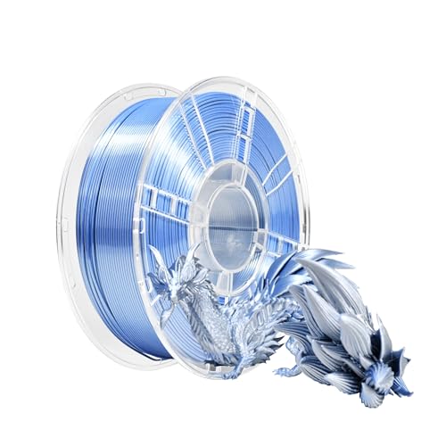 Image of iBOSS Dual Silk Metallic Blue Silver Shiny PLA+ Filament, 1KG 3D Printing Material with 1.75mm High Diameter Accuracy+ /-0.02mm, Neatly Wound Silk PLA Plus Widely Support for FDM 3D Printers