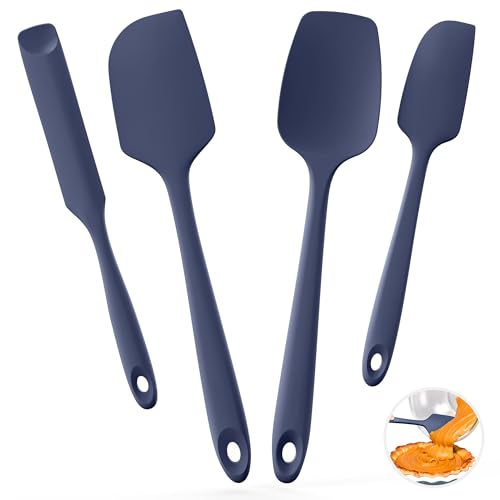 U-Taste Spatole in silicone per cucinare, raschietto per cottura alimentare resistente al calore fino a 315°C con anima robusta e bordo flessibile per pentole antiaderenti (4 pezzi,Blu Notte)