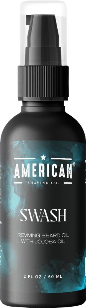 American Shaving Co. Swash Beard Oil for Men | Made With Jojoba Oil | Lightweight, Non-Greasy Beard Conditioner & Softener | Natural Oil for Thicker Beard | Beard care products for men | Made in USA