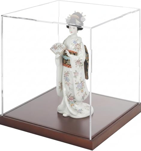 Image of RAPAL Acrylic Display Case with 4 mm Wooden Base 7 x 7 x 7 inch for Collectibles SELF Assemble Clear Acrylic Display Box Alternative Glass Case for Display Action Figures Home Storage Toys