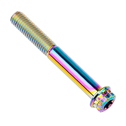 Image of Titanium Flange 12 Point Head M8 x15 20 25 30 35 40 45 50 55 60 65mm Screw Bolt Pack of 4 (M8x60mm, Rainbow)