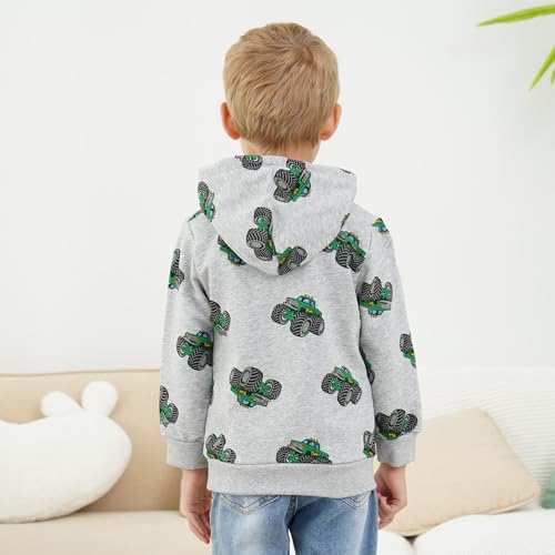 Toddler Boy Hoodie Cartoon Graphic Fall Clothes Kids Cute Sweatshirts With Kangaroo Pocket 2-8T4