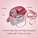 rasaro Cute Mini Pink Crossbody Bag with Pom Pom Keychain – Soft PU Leather Shoulder Messenger Purse for Women & Girls