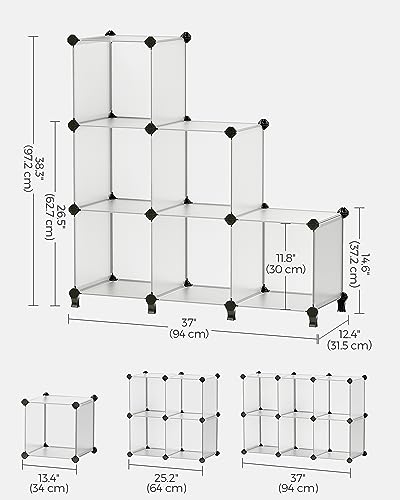 Image of SONGMICS 6 Cube Storage Organizer, DIY Closet Shelf, Plastic Clothes Organizer, Modular Bookcase, 11.8 x 11.8 x 11.8 Inch Cubes, with Feet and Rubber Mallet, White ULPC06W | DIY Closet Organizers and Storage, with Feet and Rubber Mallet, White, ULPC06W