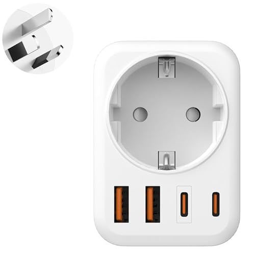 Adaptateur Australie, Adaptateur Prise Australie, 5 en 1 Adaptateur de Voyage Australie avec 1 AC & 2 USB-C & 2 USB-A (3.4A) pour Australie Chinoise Nouvelle Zelande Fidji Argentine, Adaptateur Type I