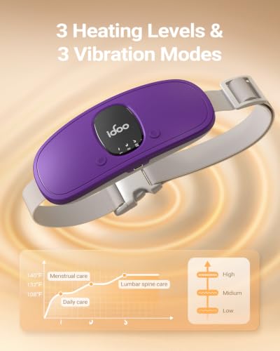 Image of iDOO Heating Pad for Cramps, FSA Eligible Items Only List, Portable Cordless Heating Pad, Electric Waist Belt Device for Cramps Pain, Gifts for Girlfriend Mom Wife Women (Deep Purple)
