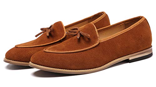 Santimon Men's Casual Tassel Bow Slip-On Driving Penny Loafers Boat Shoes Driver Moccasins4