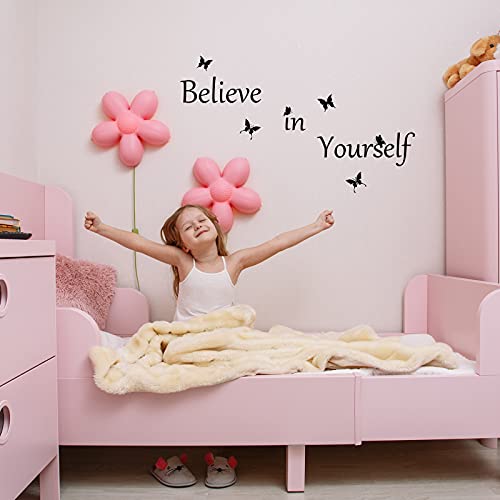 Cornison Believe In Yourself Inspirational Wall Decal Pvc Wall Sticker Motivational Quote Saying Decal Peel And Stick Removable Mural Sticker Decor Lettering Typography Wall Art Decal (Black) #TOP3