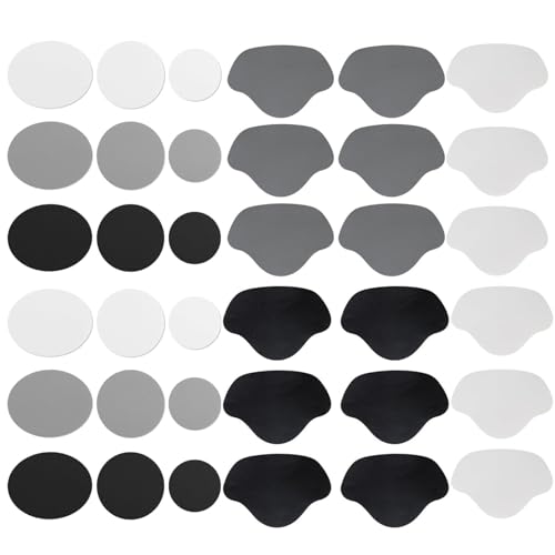 36 peças remendos de reparação de orifício de salto, adesivos autocolantes para saltos de sapatos, sapatilhas desportivas, sapatos de couro e salto alto (preto, branco, cinzento escuro)