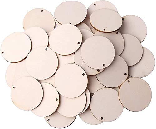 Image of MDF Cutouts | Wooden Cutout For Craft | Pine Wood | Unfinished Tags for Key Chain, Slices Crafts, Xmas, Decorations, Painting | Resin Art Work | MDF Board Cutouts, Round- [50pcs]-[ 5cmx5cm]
