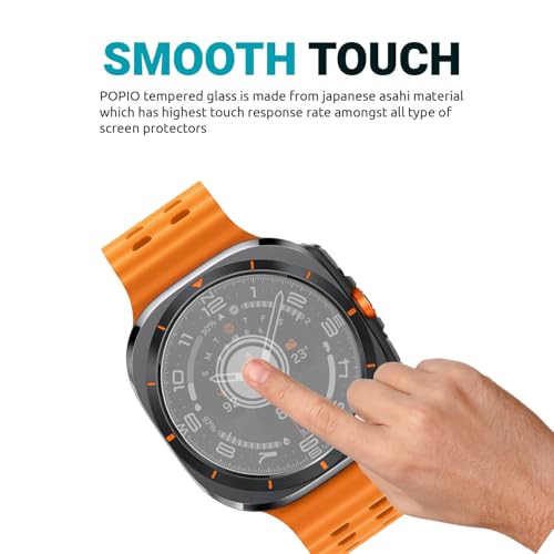 POPIO Military-Grade Gorilla Tempered Glass for Samsung Galaxy Watch 6 Classic & Samsung Galaxy Watch Ultra (47mm) (1.5" inch), Pack of 2