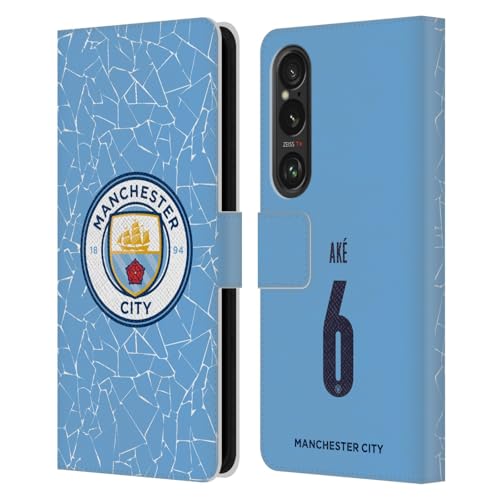 Head Case Designs Officially Licensed Manchester City Man City FC Nathan Aké 2020/21 Players Home Kit Group 1 Leather Book Wallet Case Cover Compatible with Sony Xperia 1 VI 5G