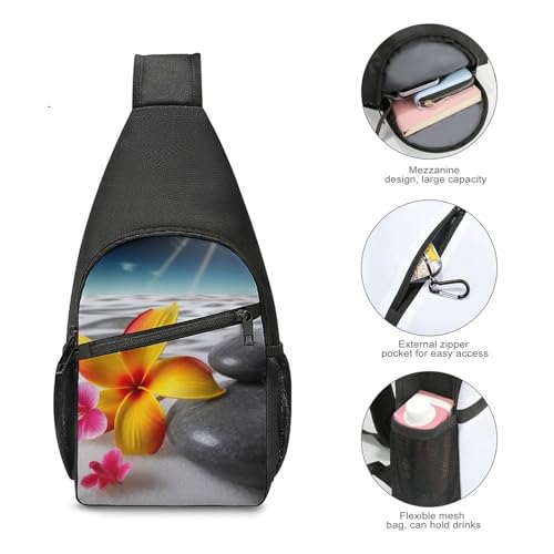 Mochila tipo bandolera deportiva Tropical Flower y Zen Stone miniatura 5