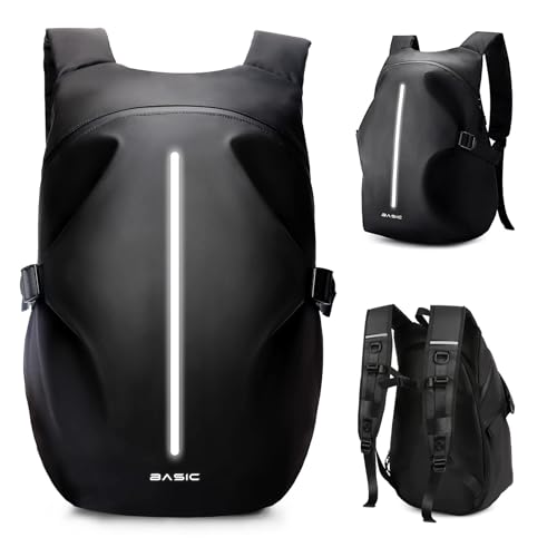HYC00 Sacs à Dos de Moto pour Homme Femme, Sac à Dos Moto étanche,Accessoires de Motos,Réfléchissantes Sac de Casque de Moto,Grande Sacs pour Ordinateur Portable pour Casque Vélo Voyage école,C-Noir